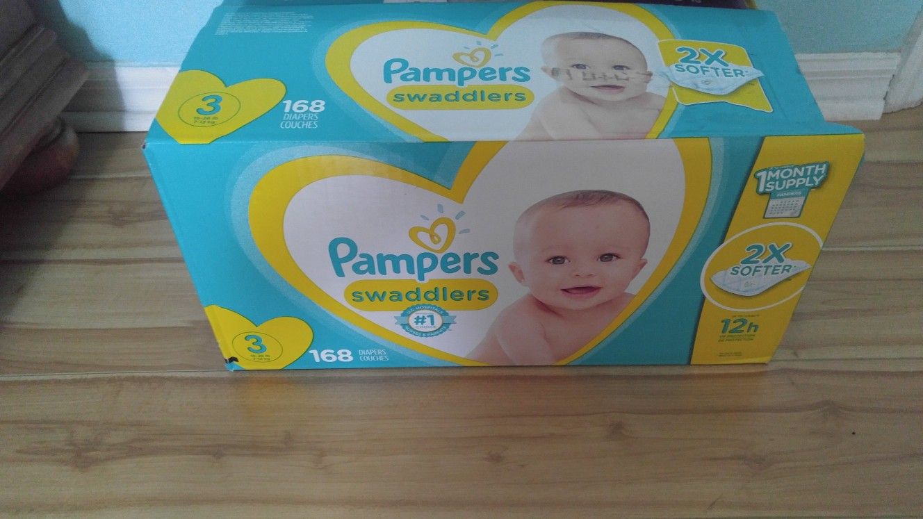 Diapers. Pampers swaddles size 3. 168 count