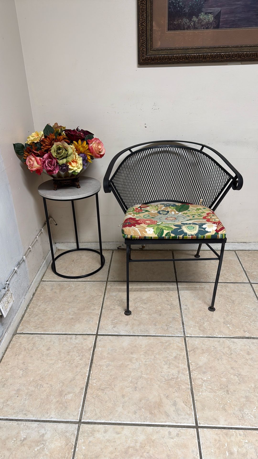 Patio Metal Chair With Cushion And Table