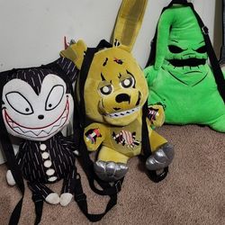 Plush Backpack Five Nights At Freddy's And Nightmare Before Christmas 