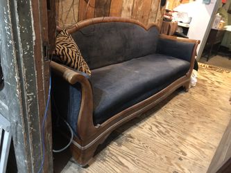 American Empire sofa couch furniture blue wood vintage antique