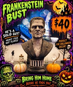🎃👻Frankenstein Monster Bust 💀 Heavy-Duty Halloween Decor 🎃 $40