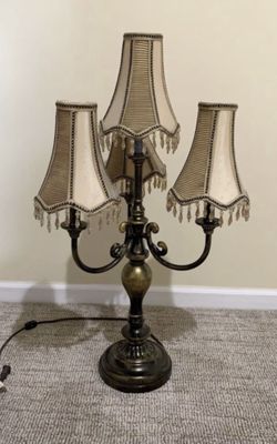 Antique Gold and Beige Table Top Lamp