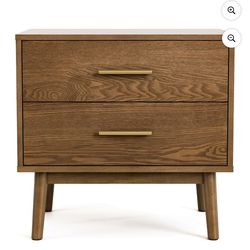 🔥Brand new🔥 Furniture of America Erik Adult Mid-Century 2-Drawer Solid Wood Nightstand, Walnut