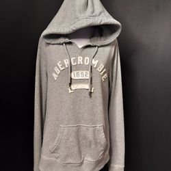 Women's Grey Abercrombie And Fitch Hooded Sweatshirt (Size L)
