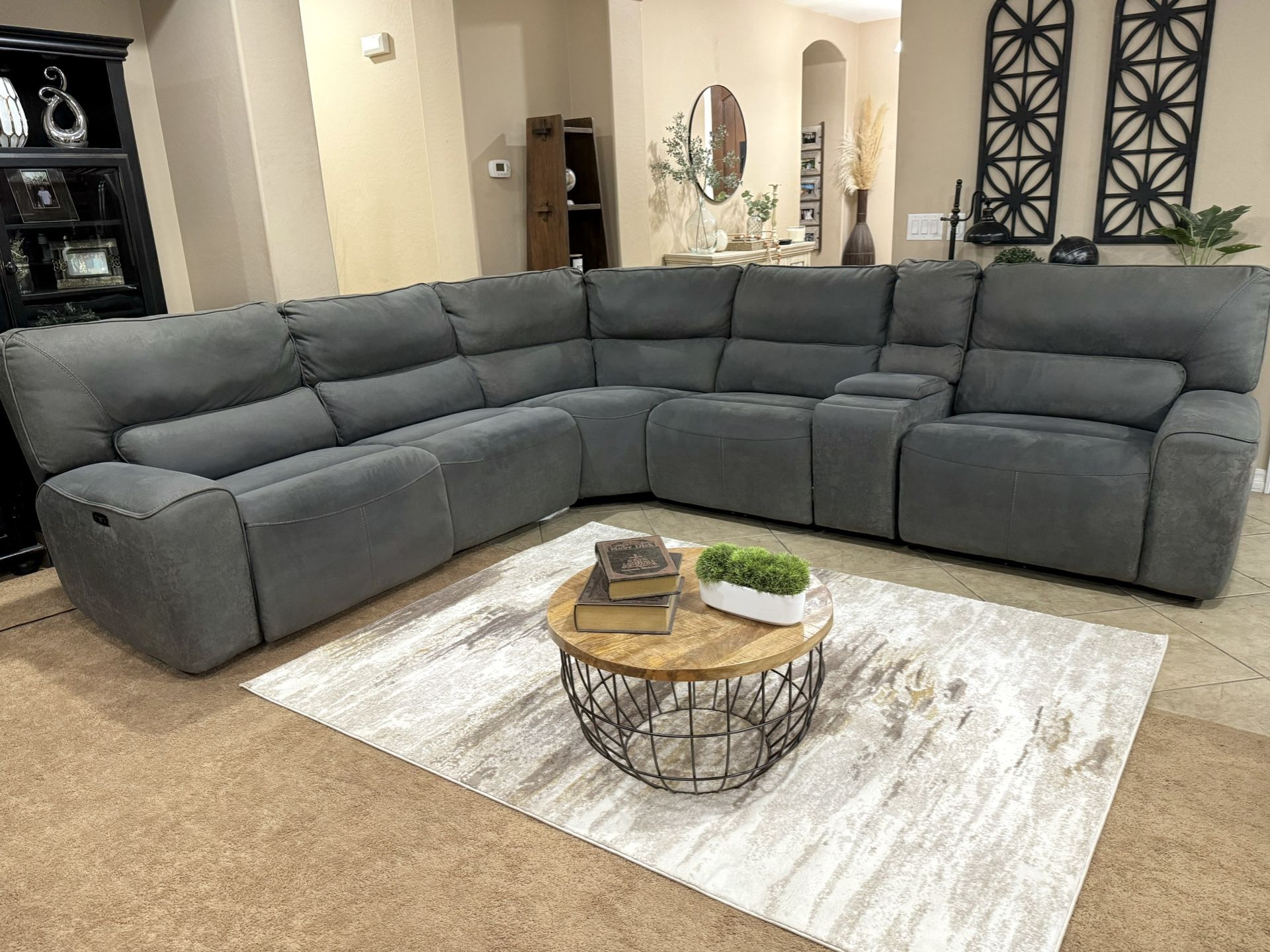 Grey Sectional Couch w/ USB Ports and Power Recliners for Sale in ...