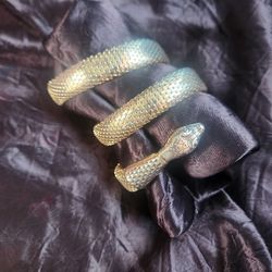 Whitting In Davis Company 1970s Gold Snake Coil Bracelet