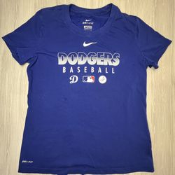 Nike Dri-Fit Los Angeles Dodgers Baseball Shirt Womens Small Blue Athletic Cut