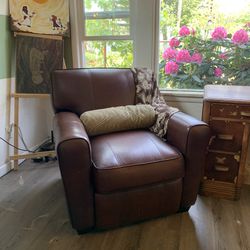 Brown Leather Recliner Armchair Couch