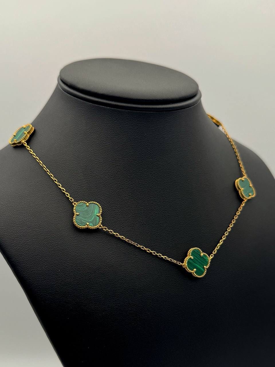 Jewelry 925 sterling silver Van cleef style Paper Clip Green clover shape necklace 20β 1mm