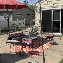 Solid Iron Patio 3 Pc Set W/ Rocker Chairs & Table. 