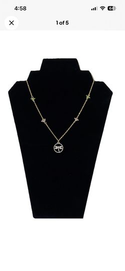 Handmade Station Necklace Silver Dragonfly Pendant Pink And Green Flower Bead