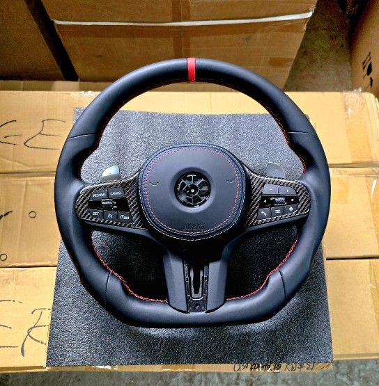 For BMW Steering Wheel Carbon Fiber M style LED 2,3,4,5,8 SERI X5 X6 X3 G20 G30 540 m340