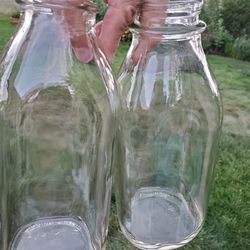 Glass Milk Bottles About 8 In Tall $3.00 Each