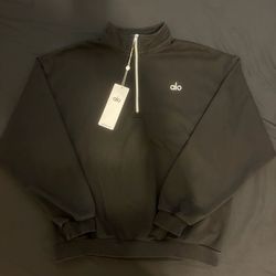 Alo Men's Quarter Zip Pullover Sweater Size large Black