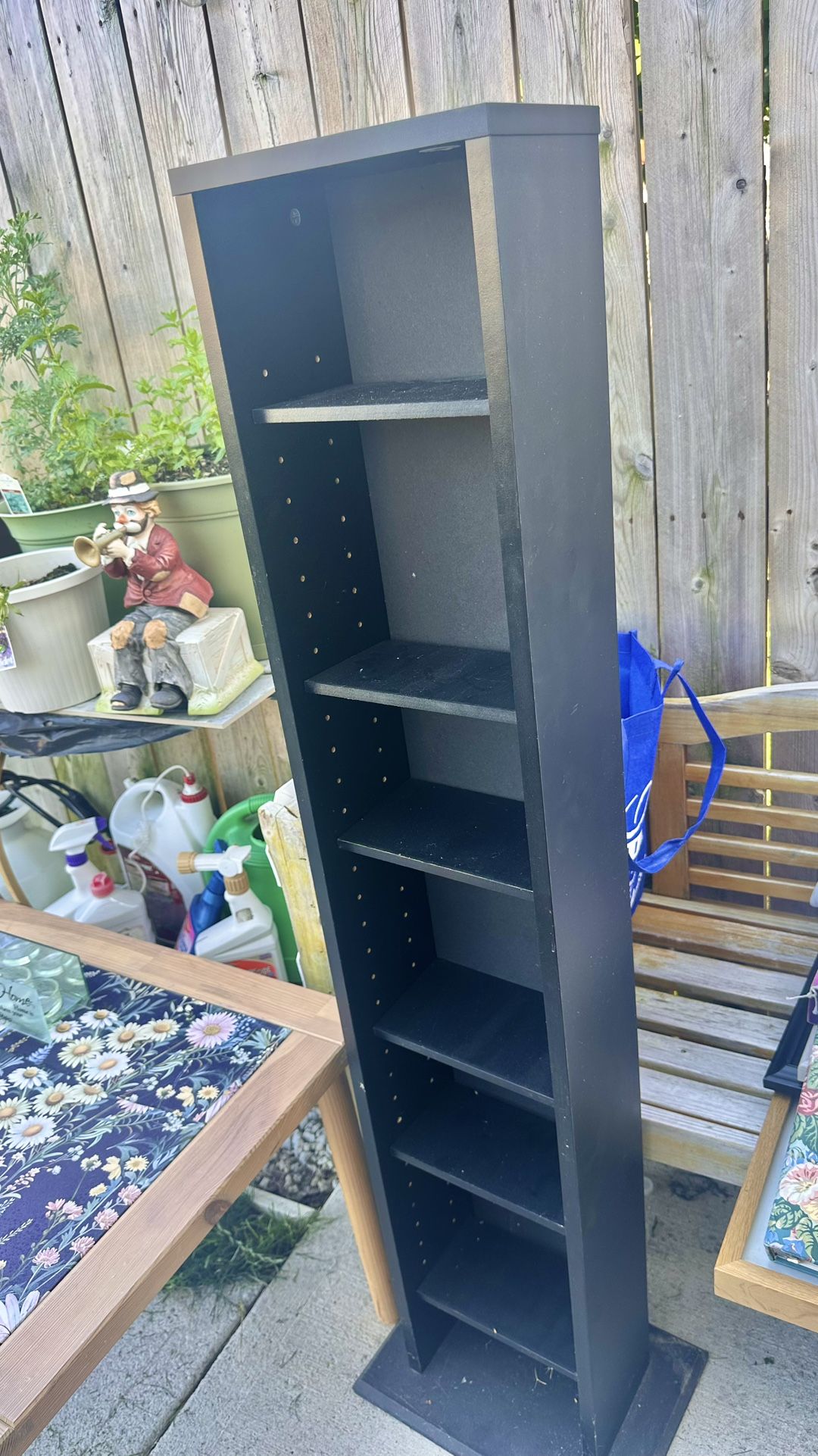 Tall Black Media Shelf / Storage Rack – Adjustable Shelves! 🖤📚
