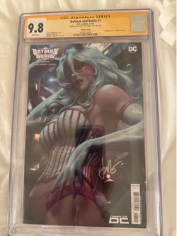 CGC SS Batman and Robin #1 Variant Cover, Signed by Stanley Artgerm Lau Cover, White Rabbit, 1st first appearance Shush