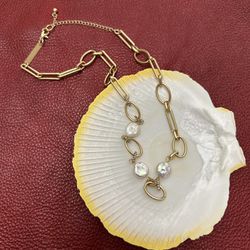 Gold Plated Chain Witch  Freshwater Pearl  Necklace 