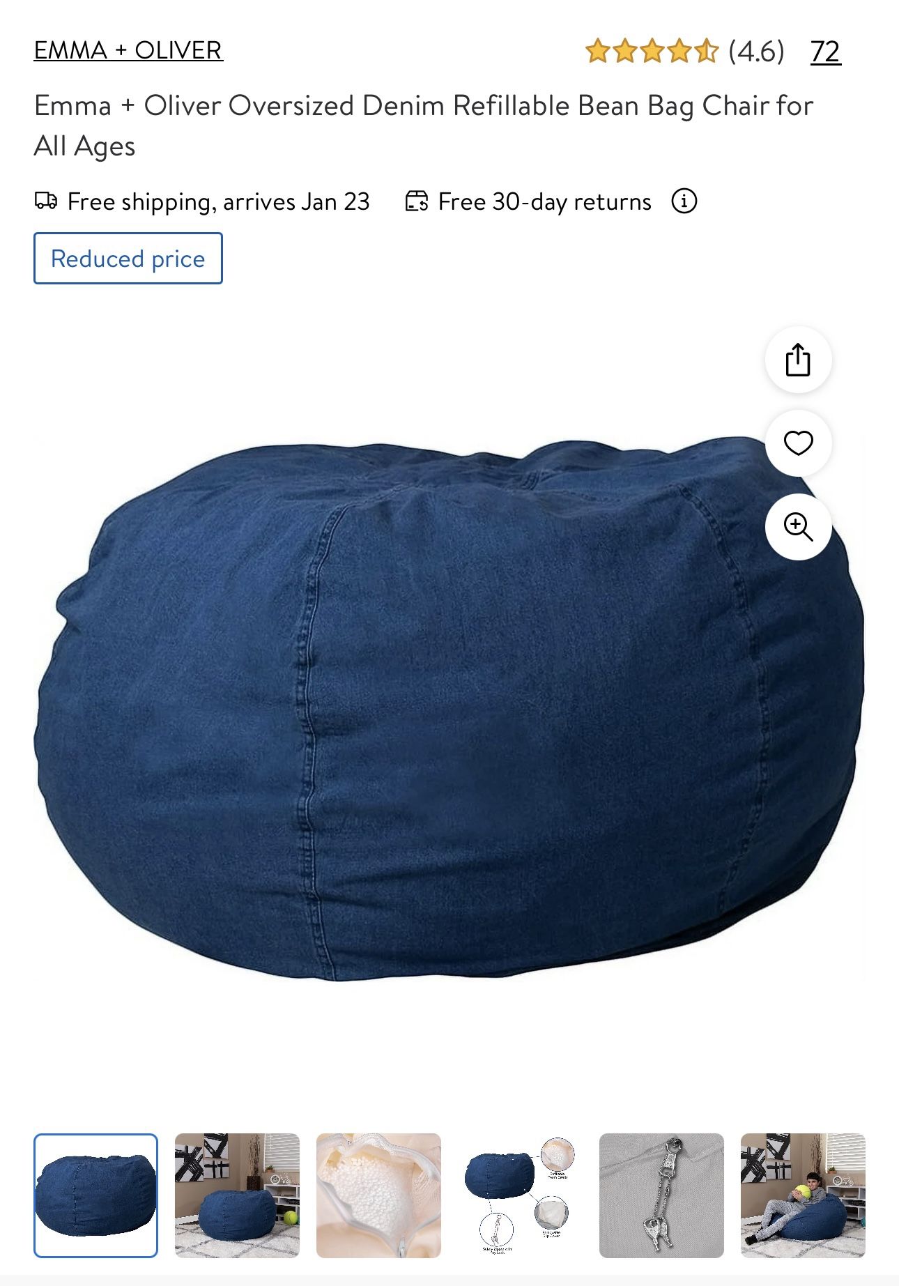 Denim Bean Bag - Large