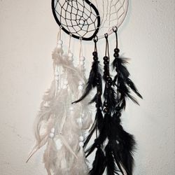 Yin Yang Dream Catcher Wall Hanging Black White Home Decor