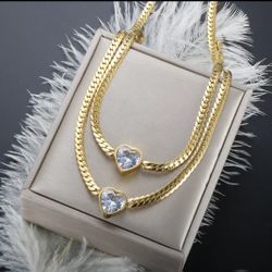 Gold Steenless Steel Necklace and Bracelet Set