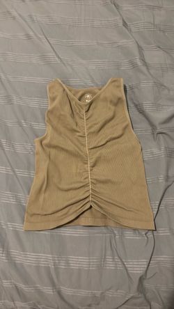 Tan scrunch cropped tank top