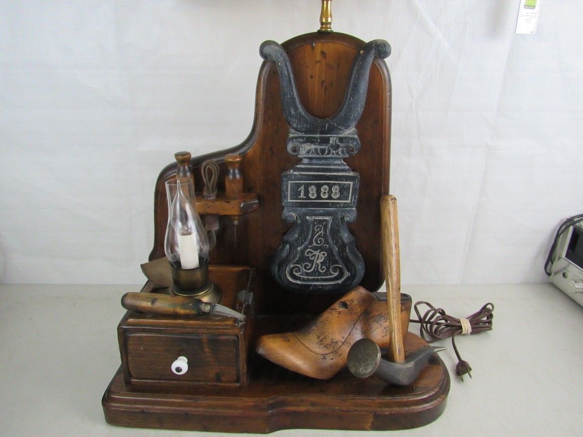 Nightwatch Lamp Co. Cobblers Tools Themed Lamp 35" Tall