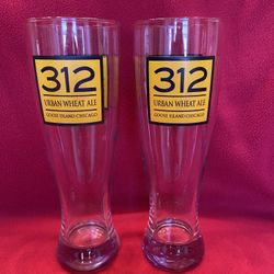 312 Urban Wheat Ale Goose Island Brewery Beer Glasses (Set Of 2)