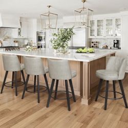 LUE BONA 360-degree Swivel Bar Stools Set of 4, 26" Counter Height Bar Stools with High Back and Woo