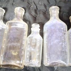 5 Little Old Asstd. Antique Clear Bottles 