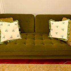 Almost New, Classic, Velvet Upholstered Sofa
