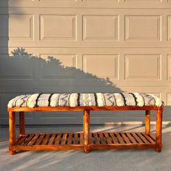 Solid Wood Bench w/ Upholstered Cushion (Excellent Condition)