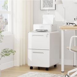 ✨ White Mobile File Cabinet – 2 Drawers (Openbox, Brand New from Warehouse) 