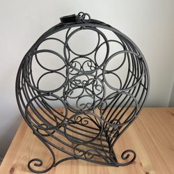 Vintage Style Wrought Iron Wine Rack Farmhouse Home Kitchen Bar Decor 