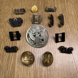 US Army Lot Rank Insignia Badges Pins Collection 