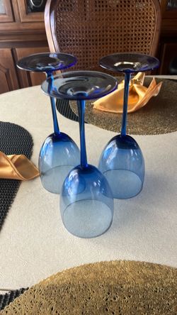Vintage Arlecchini Belco blue wine crystal
