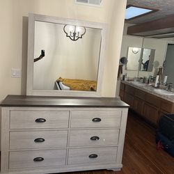 Modern 6-Drawer Dresser + Mirror Set (59” Wide)