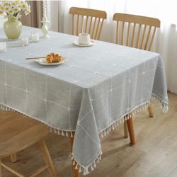 Rectangle Tablecloth, 55"x 70", Gray Plaid