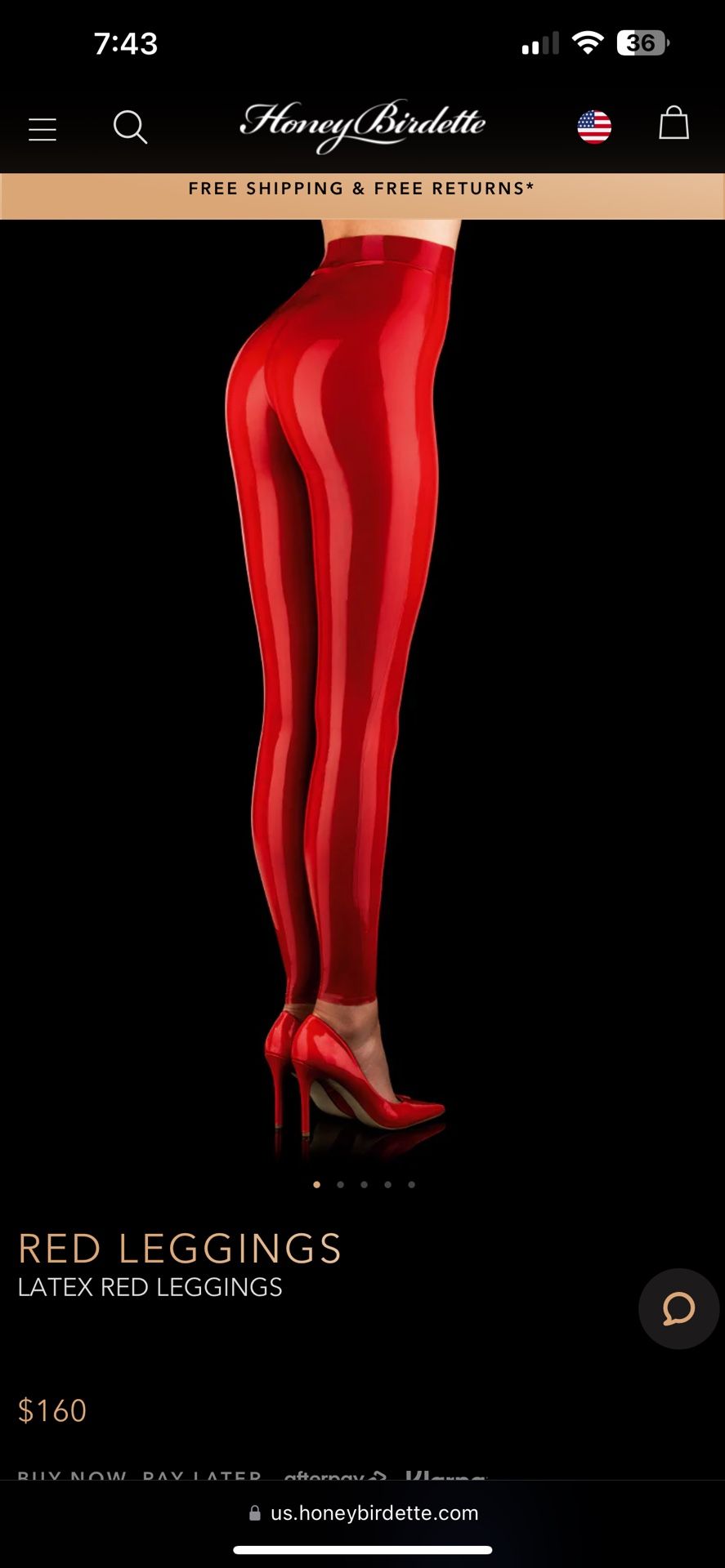Honey Birdette Latex Red Leggings