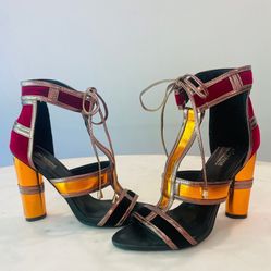  Was $140 Catherine Malandrino Metallic/Suede Heels, Catherine Maladrino Strappy Heels