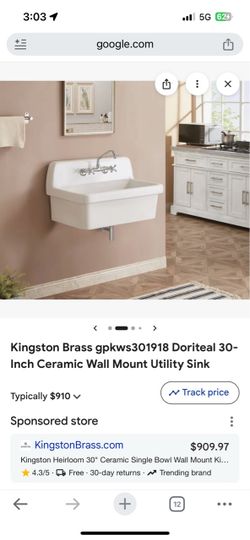 30” high back sink one faucet hole.