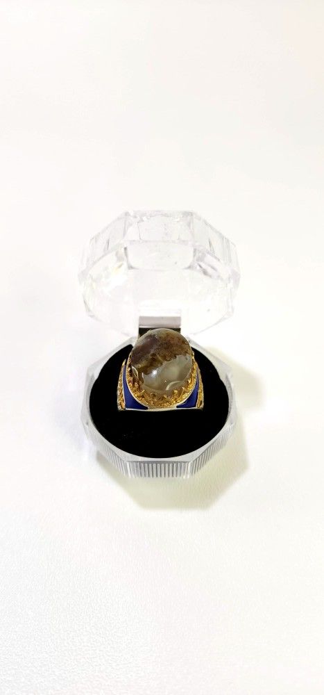 Natural Arabian Gemstone Ring With Silver Frame 925 Size 8.5 USA