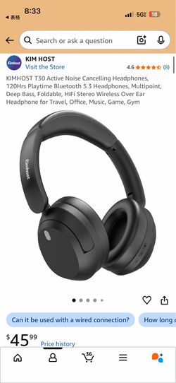 Brand New KIMHOST T30 Active Noise Cancelling Bluetooth Headphones