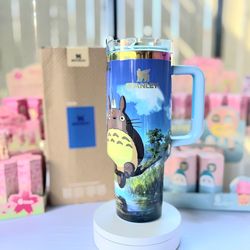 Totoro 40oz stanley cup with straw