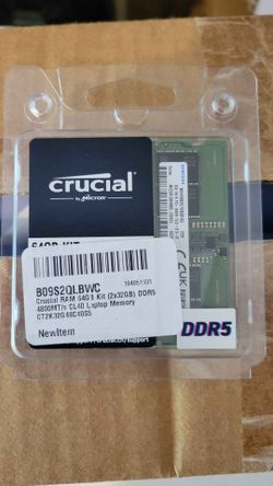 Crucial 64GB Kit (2x32GB) DDR5 4800MT/s CL40 Laptop Memory