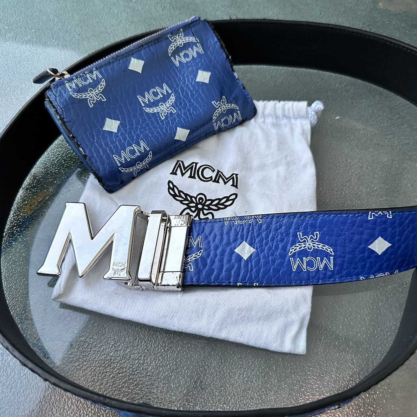 Blue mcm online belt