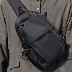 SEAFEW Small Black Sling Crossbody Backpack Shoulder Bag for Men and Women