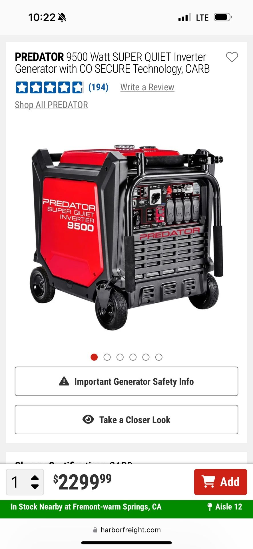 Predator 9500 Super Quiet Inverter