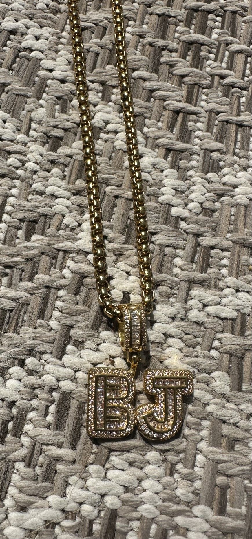New Iced Out Stainless Steel BJ Pendant With Free Chain 