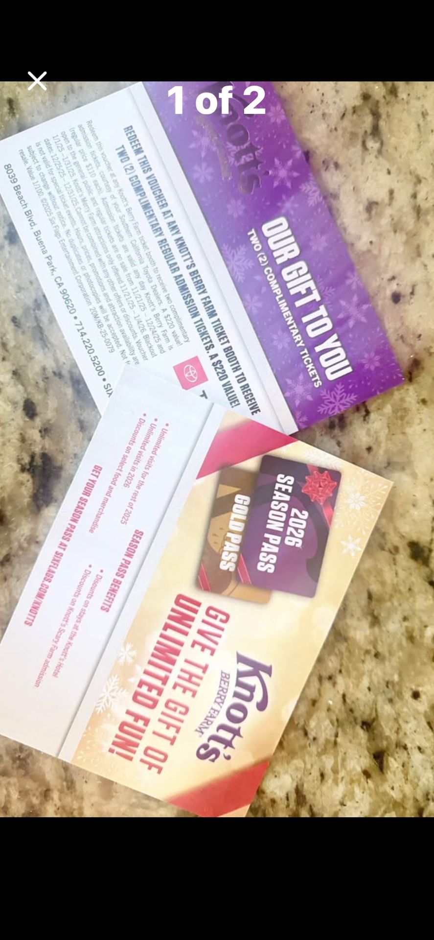 Knotts Berry Farm Tickets 60 For 2 Persons