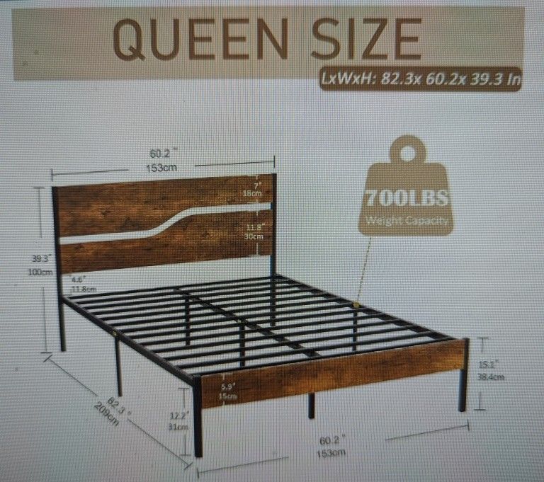 Queen Size - Bed Frame And Mattress